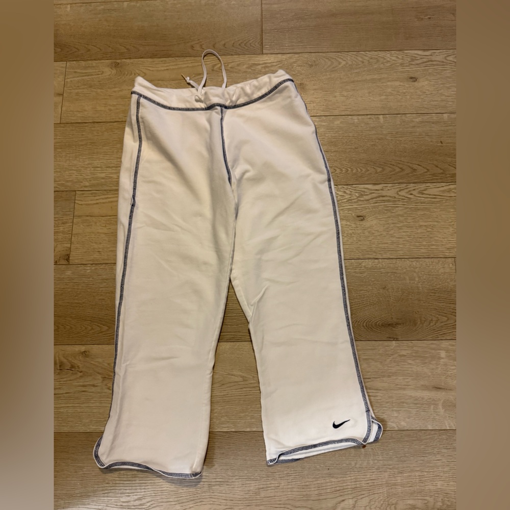 Nike White and Navy Sweatpants